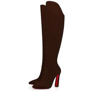 Christian Louboutin Eleonor Botta 100 Arabica Brown OTK Knee High Heel Boot 39.5